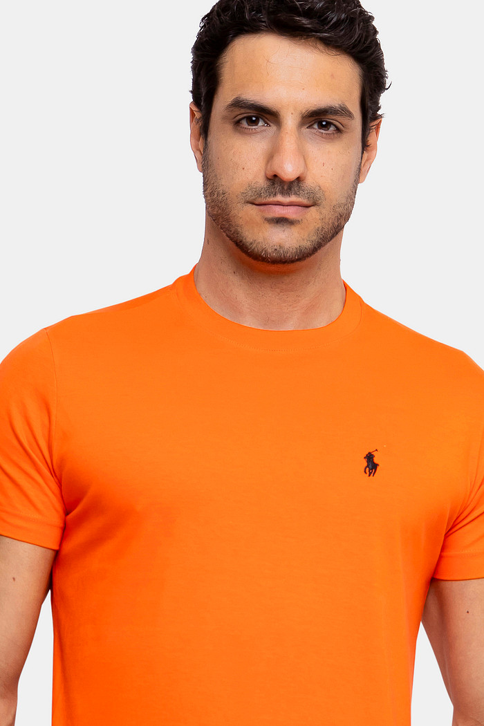 Camiseta Ralph Lauren Masculina Básica Icon Black Custom Slim Fit Laranja