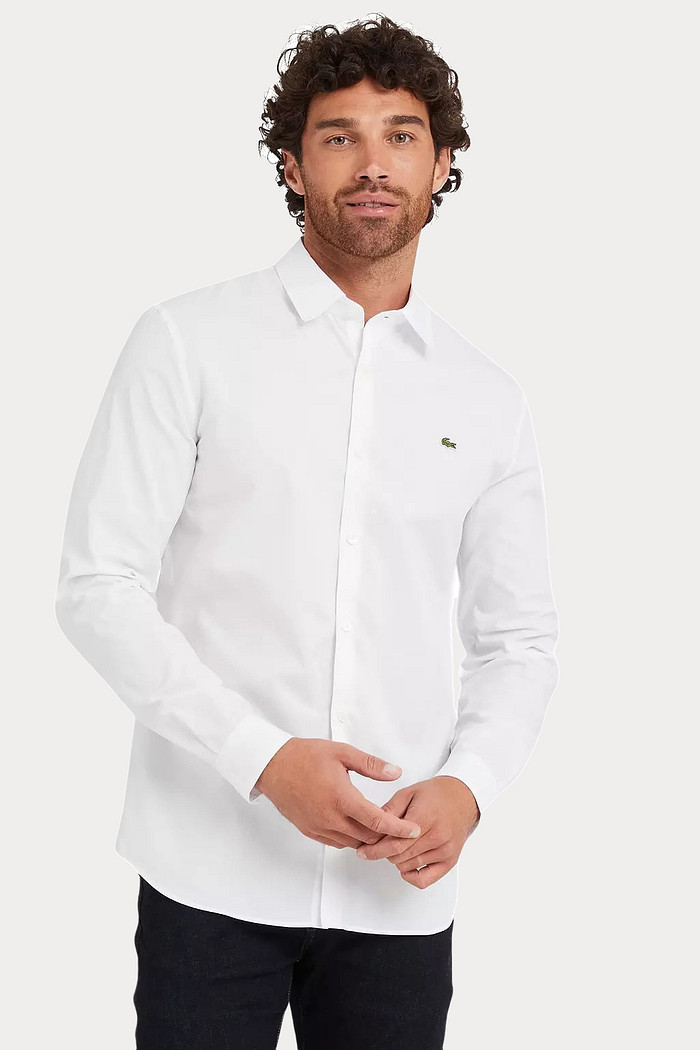 Camisa Lacoste Regular Fit Logo Classic Oxford Branca