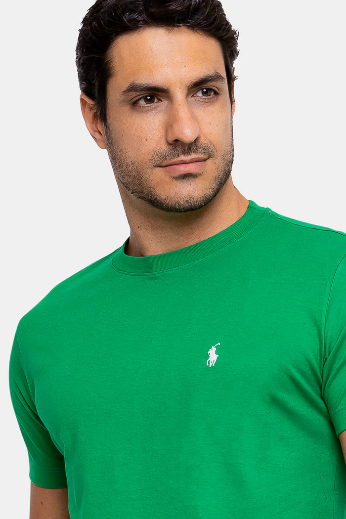 Camiseta Ralph Lauren Masculina Básica Icon White Custom Slim Fit Verde