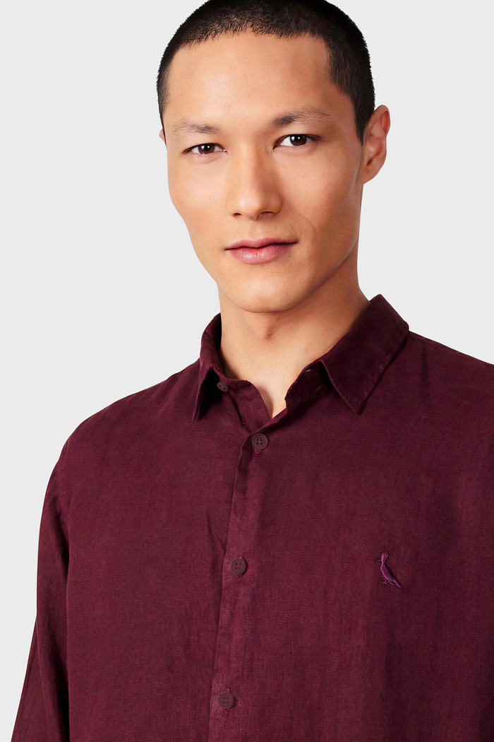 Camisa Reserva Masculina Linho Vinho Malbec
