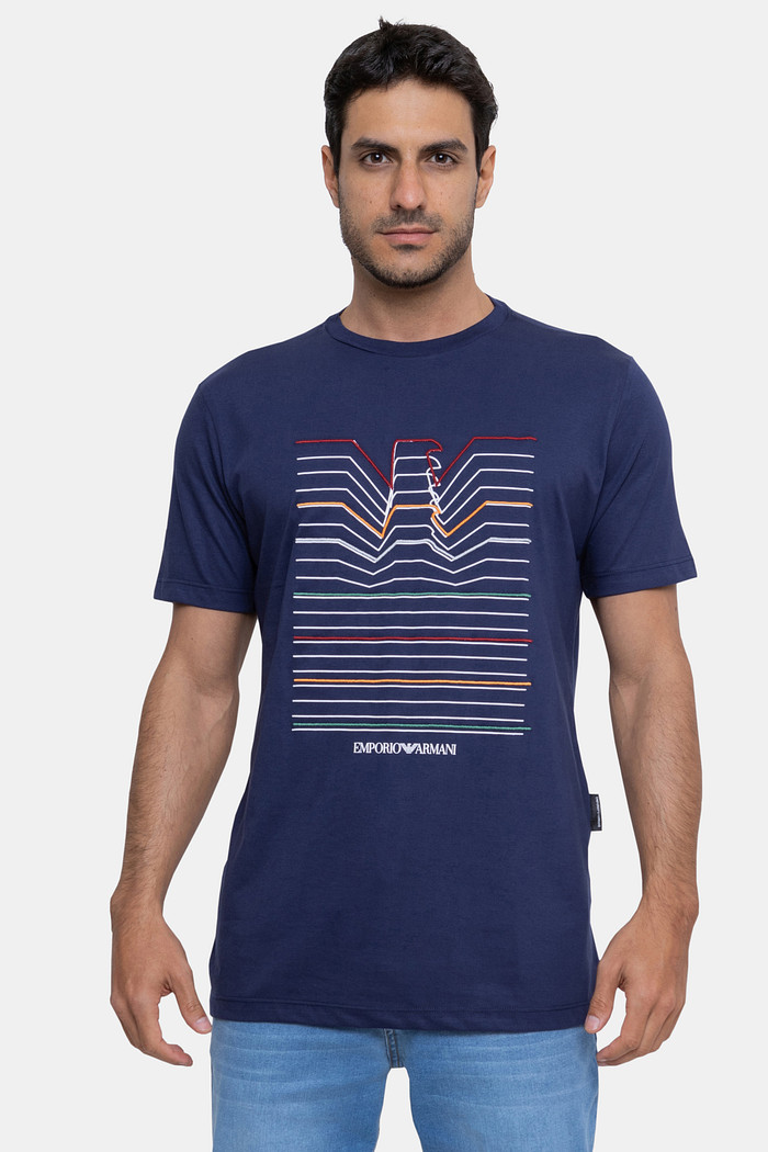 Camiseta Emporio Armani Masculina Aguia Colors Azul Marinho