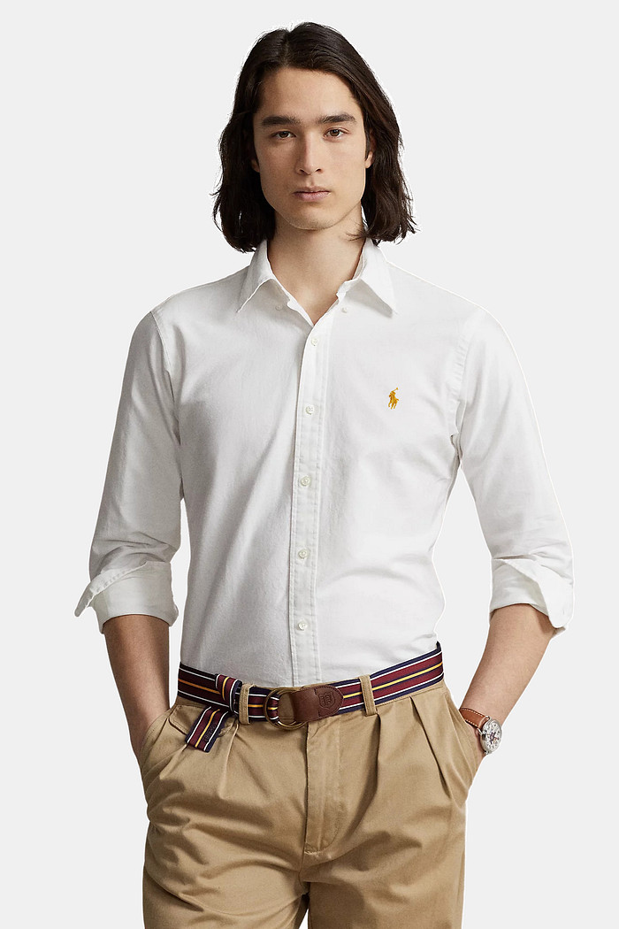Camisa Ralph Lauren Custom FIt Sarja Golden Icon Branca