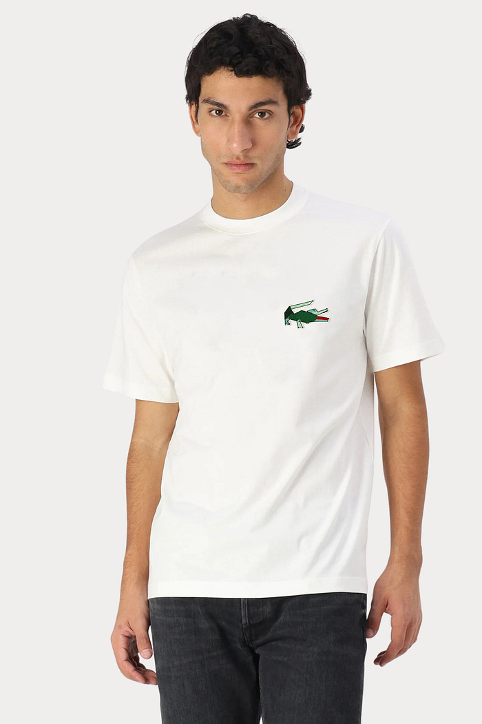 Camiseta Lacoste Classic Fit Crocodilo Bordado Branca
