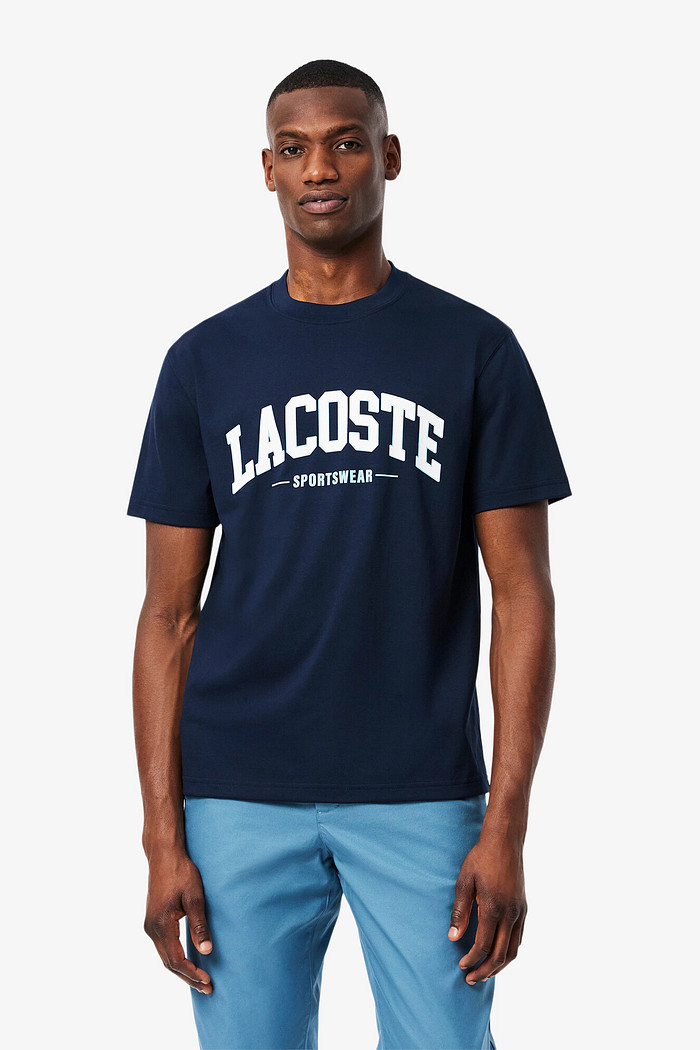 Camiseta Lacoste Classic Fit Sportswear Estampada Azul Marinho