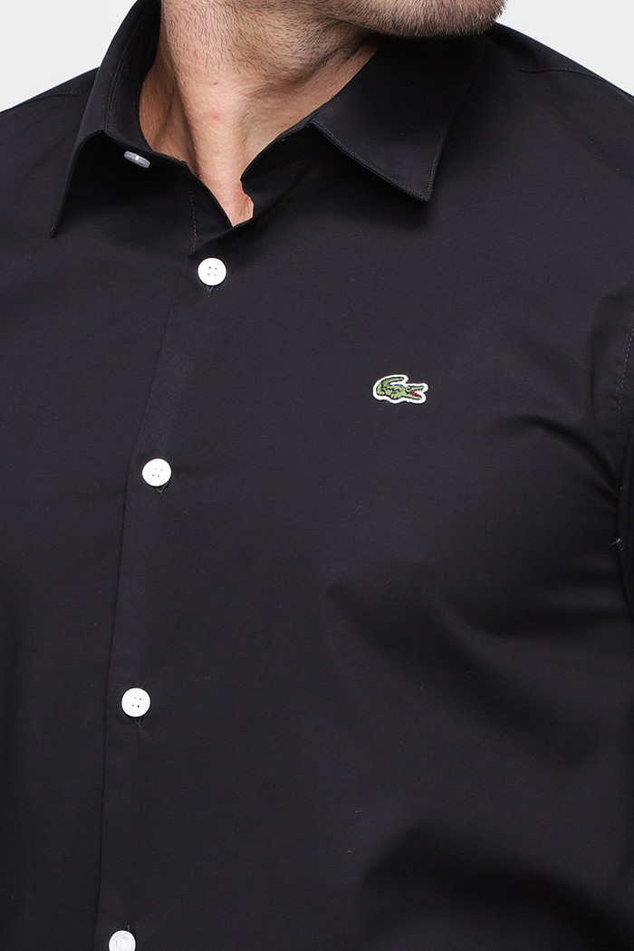 Camisa Lacoste Regular Fit Logo Classic Oxford Preta