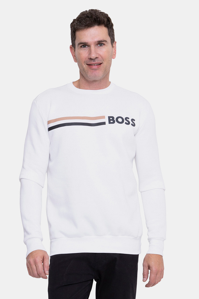 Blusa Moletom Hugo Boss Logo Rubber Branco