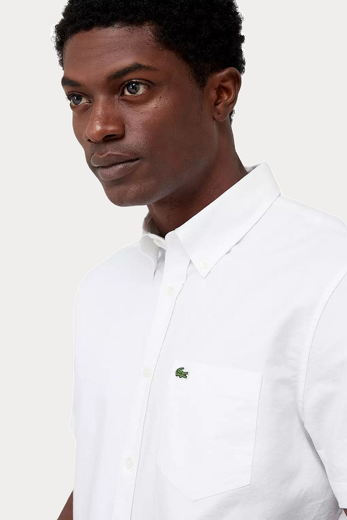 Camisa Lacoste Manga Curta Regular Pocket Oxford Branca