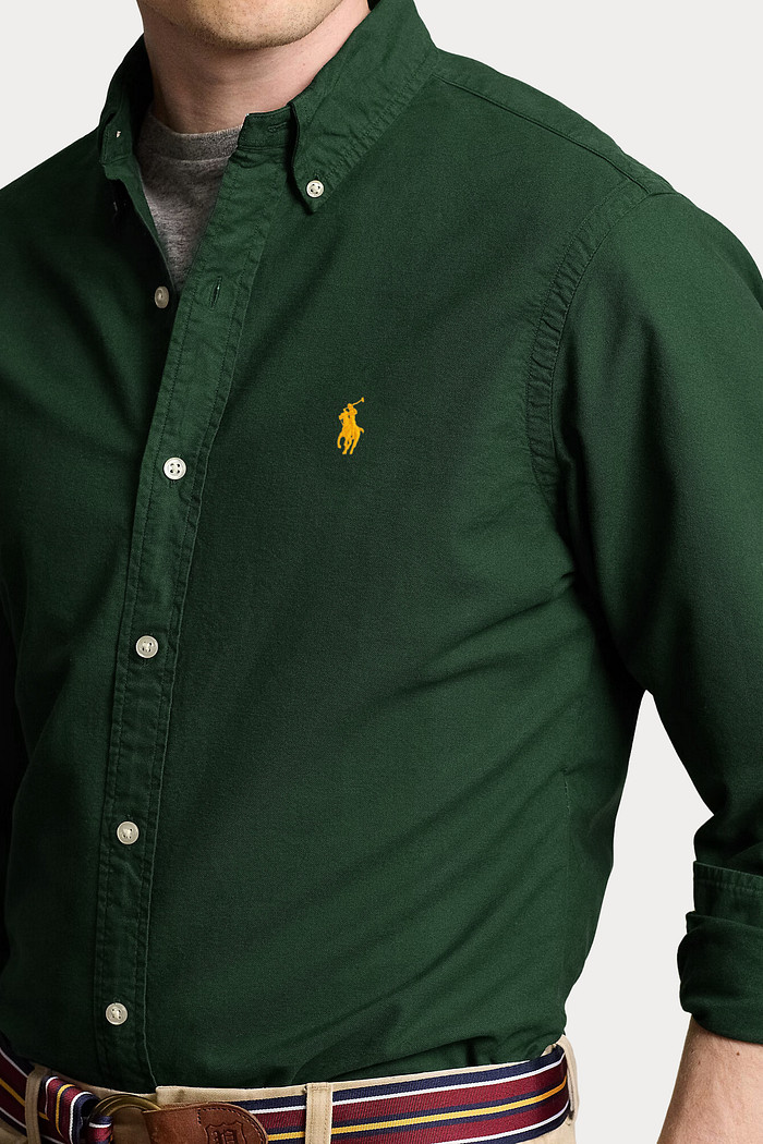 Camisa Ralph Lauren Custom Fit Gold Icon Oxford Verde Escuro