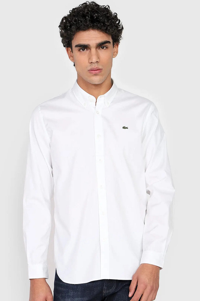 Camisa Lacoste Regular Fit Cotton Tricoline Branca
