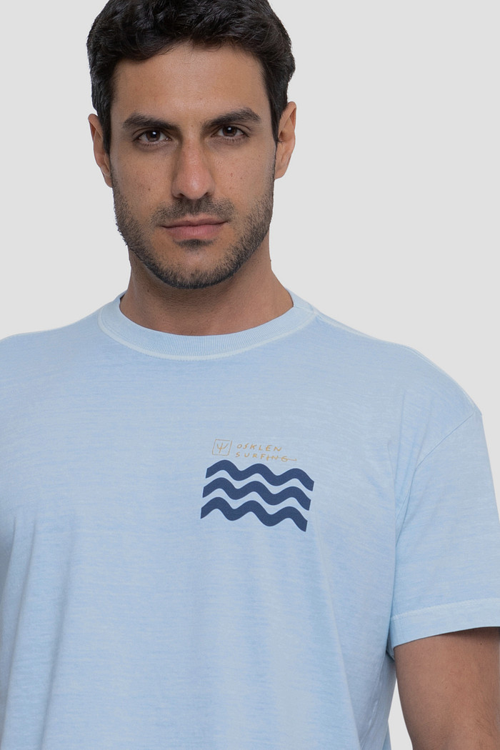 Camiseta Osklen Masculina Slim Stone Vintage Surfing Wave Azul Claro
