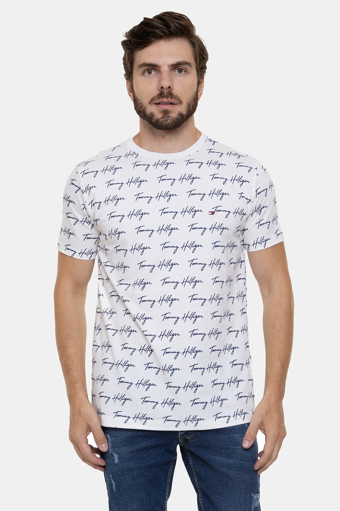 Camiseta Tommy Hilfiger Lettering Print Branca