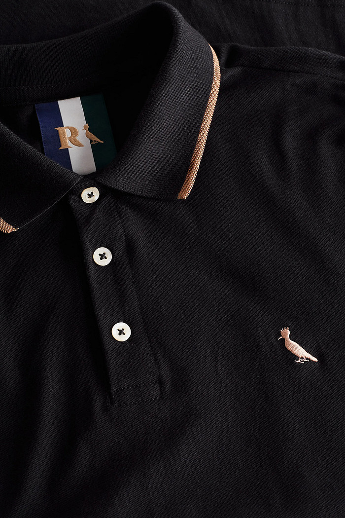 Camisa Polo Reserva Slim Enxuto Friso Único Preta