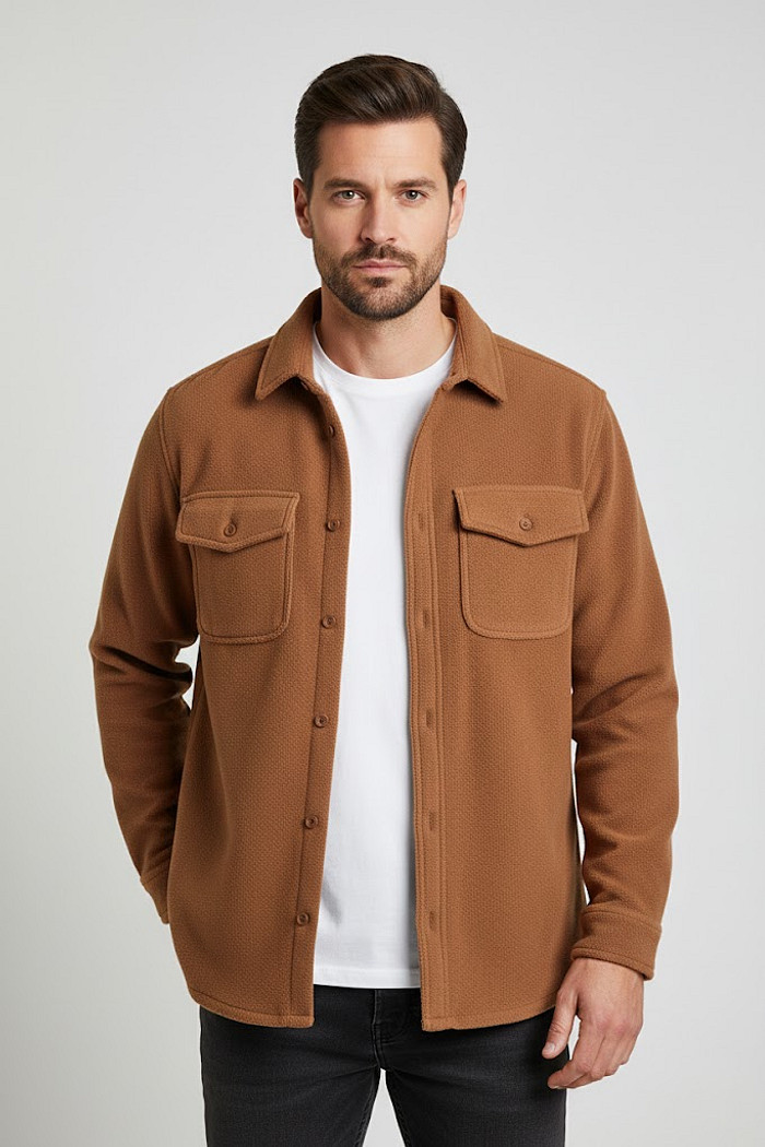 Overshirt Reserva Fleece Damien Marrom