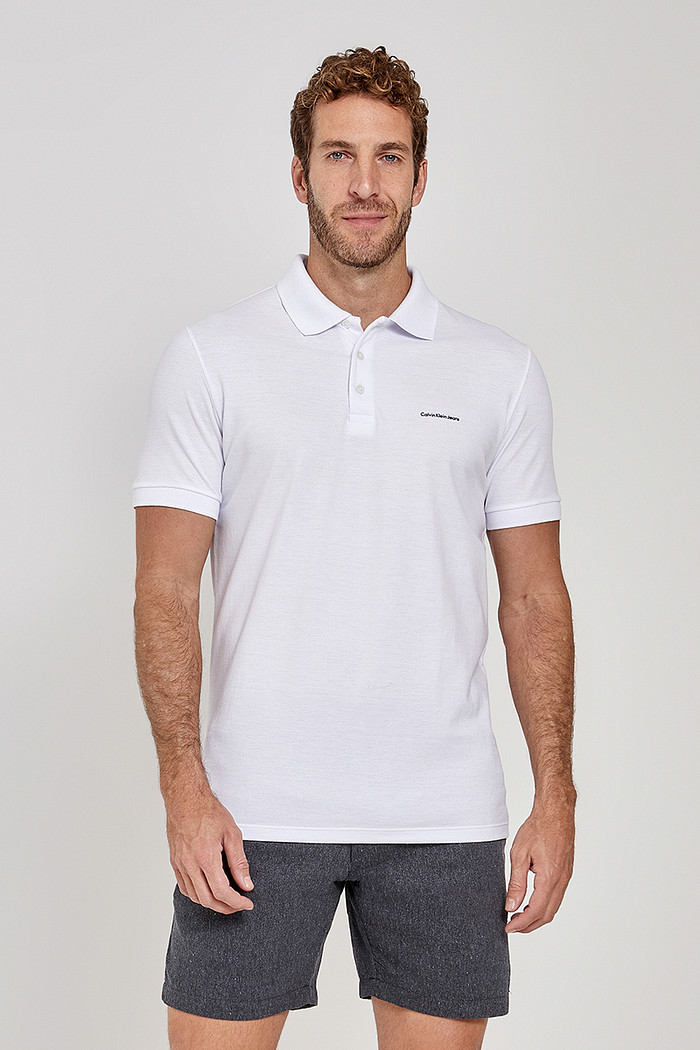 Camisa Polo Calvin Klein Jeans Masculina Slim Fit Branca
