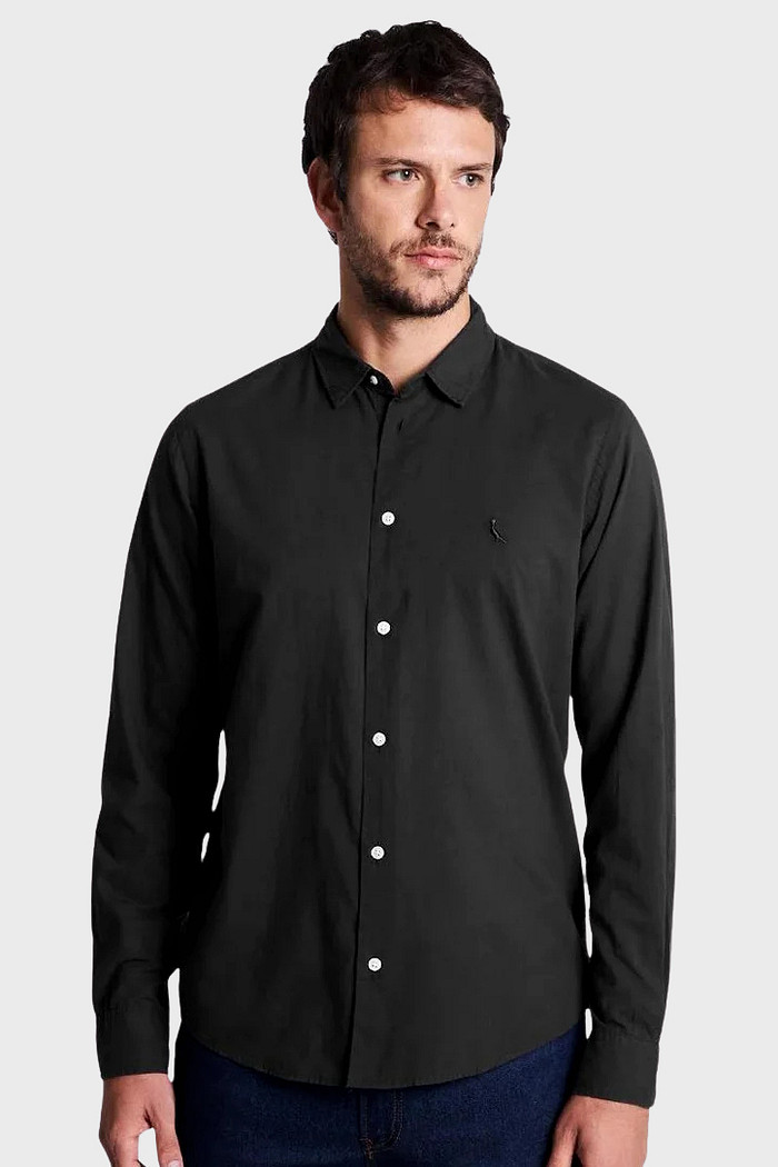Camisa Reserva Masculina Regular Tricoline Leve Preta