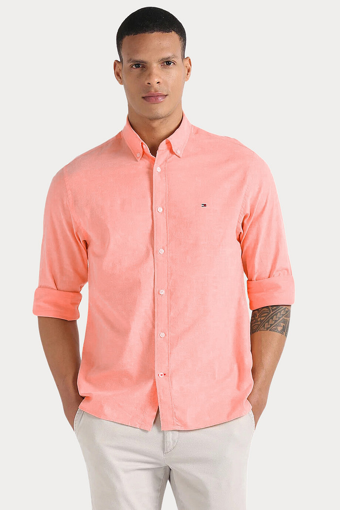 Camisa Tommy Hilfiger Oxford Laranja