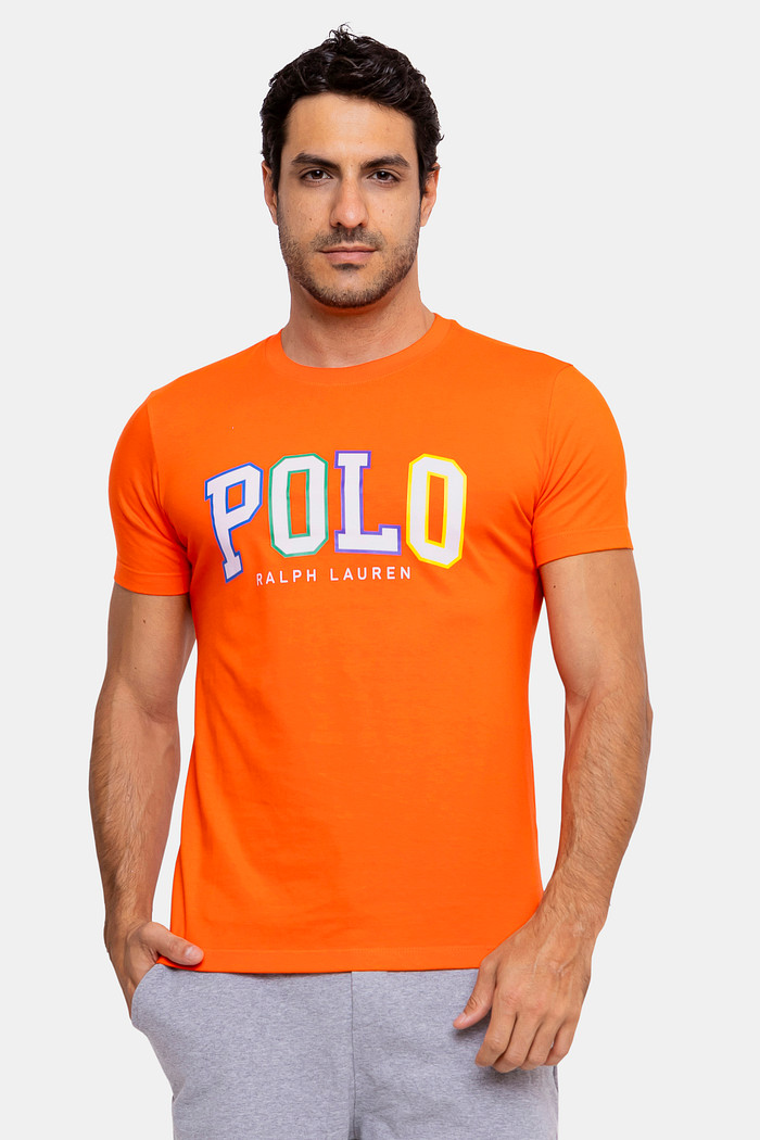 Camiseta Ralph Lauren Slim Fit Estampa Polo Laranja