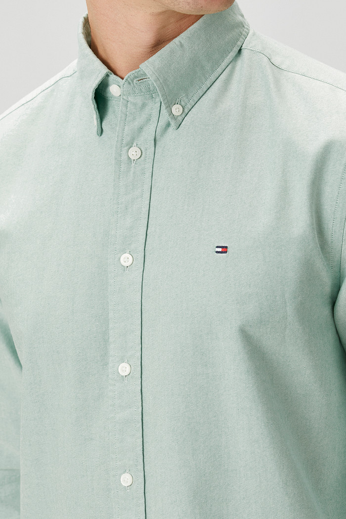 Camisa Tommy Hilfiger Regular Fit Cotton Oxford Verde Mescla