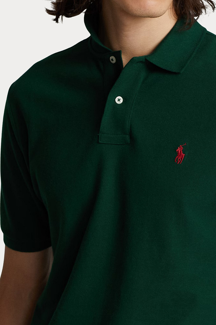 Camisa Polo Ralph Lauren Custom Slim Fit Red Icon Verde Escuro