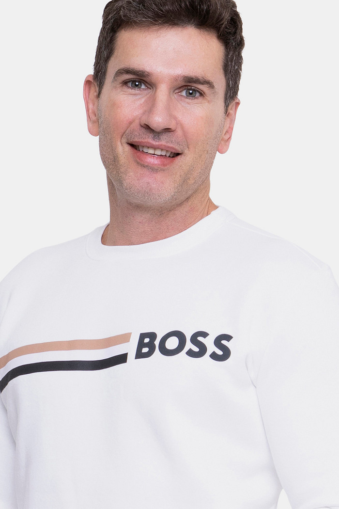 Blusa Moletom Hugo Boss Logo Rubber Branco