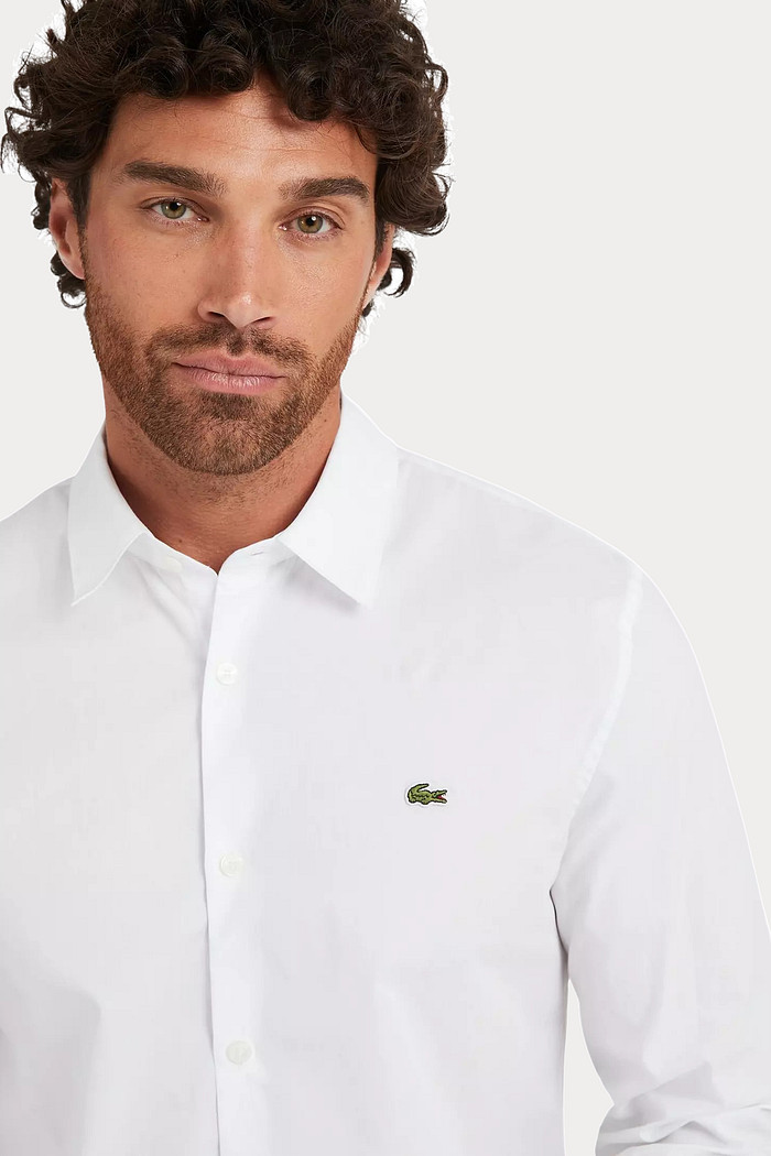 Camisa Lacoste Regular Fit Logo Classic Oxford Branca