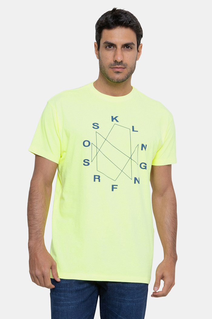 Camiseta Osklen Masculina Slim Stone Vintage Abstract Surfing Amarelo Neon