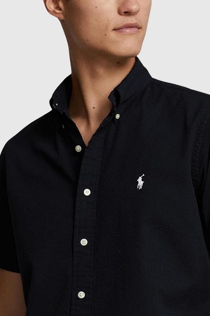 Camisa Ralph Lauren Manga Curta White Icon Popeline Preta