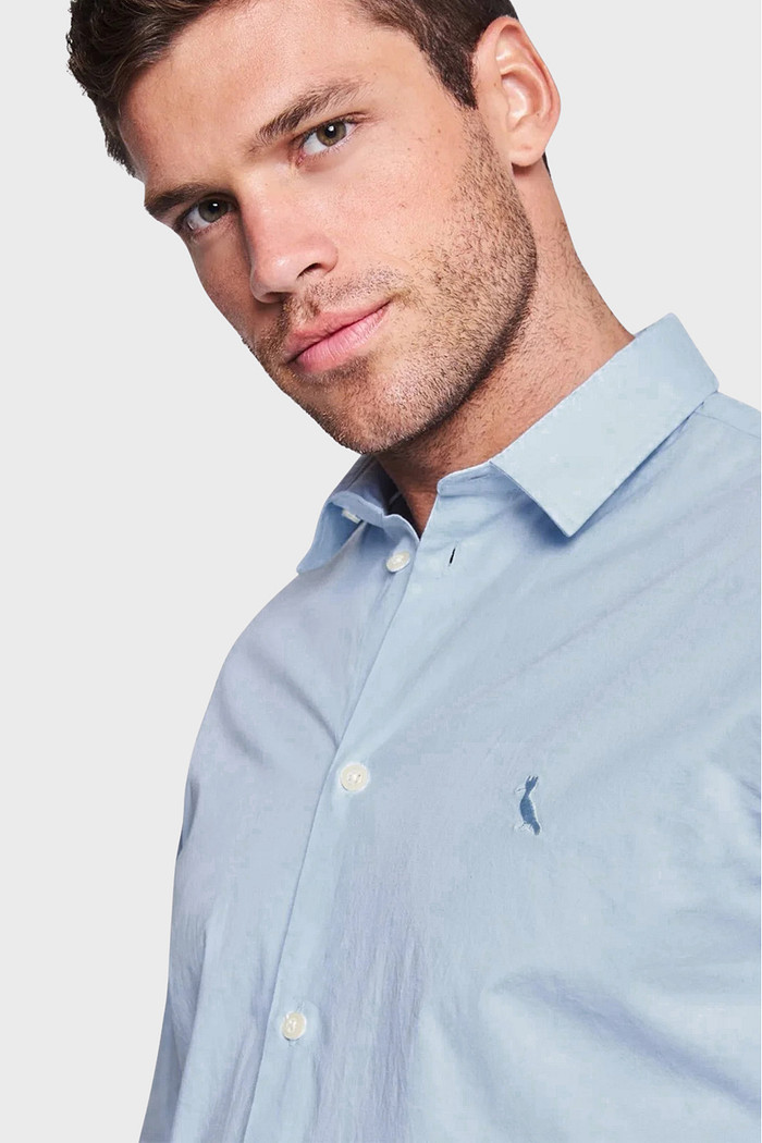 Camisa Reserva Masculina Regular Tricoline Leve Azul Claro