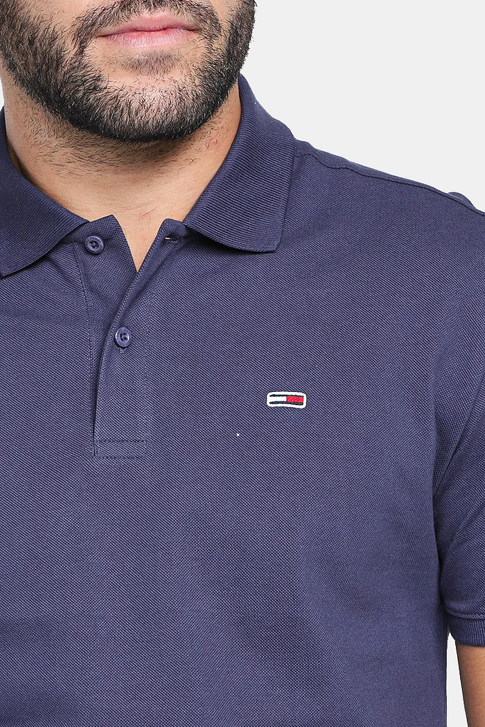 Camisa Polo Tommy Jeans Masculina Classica Slim Azul Marinho
