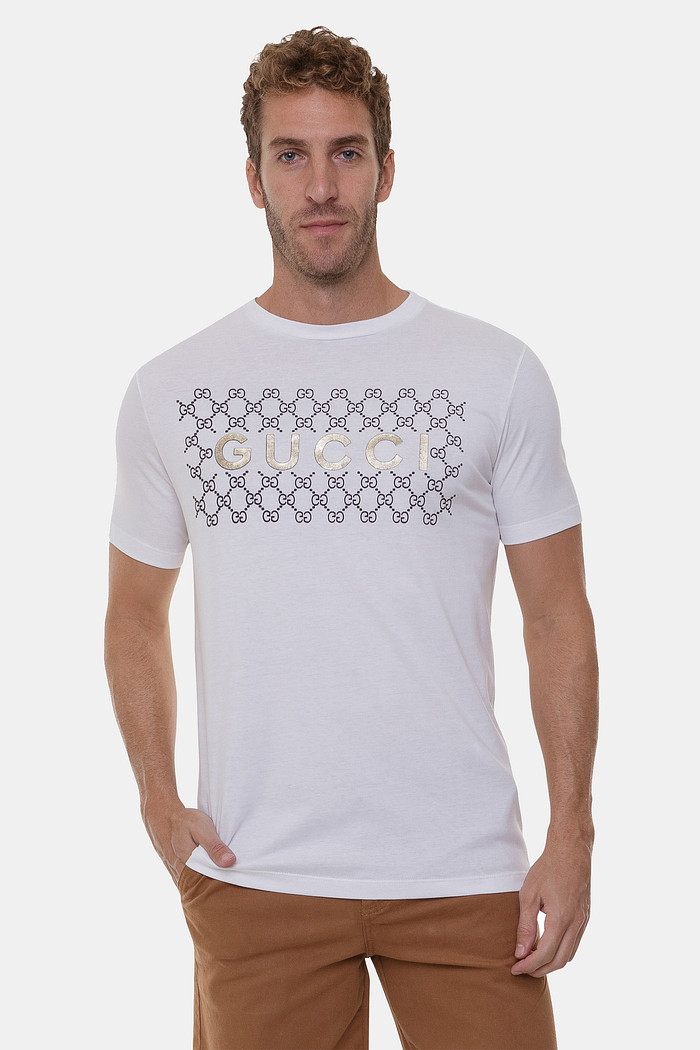 Camiseta Gucci Cotton Pima High Relief Branca