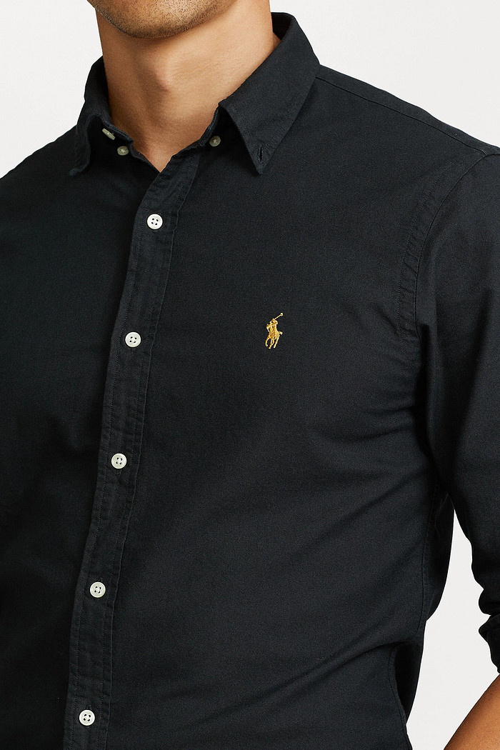 Camisa Ralph Lauren Custom Fit Gold Icon Cotton Oxford Preta
