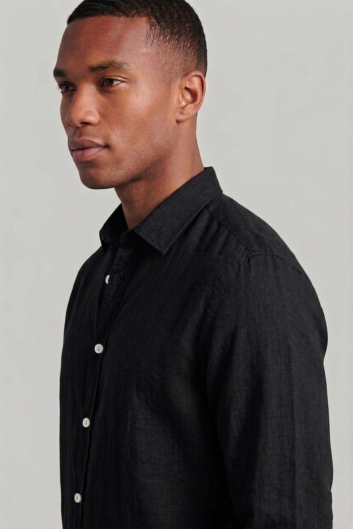 amisa Reserva ML Masculina Regular Como Linho Mescla Preta Aproximada