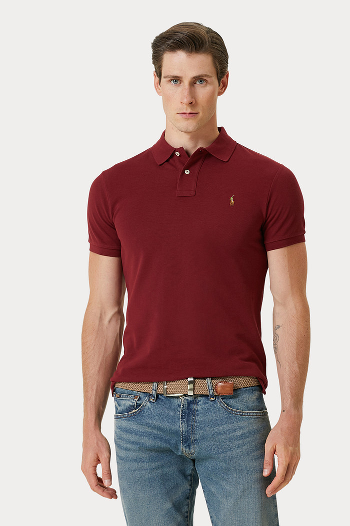 Camisa Polo Ralph Lauren Custom Fit Masculina Icon Colored Vinho
