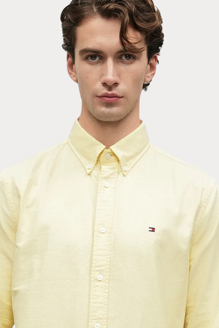 Camisa Tommy Hilfiger Regular Fit Cotton Oxford Amarela