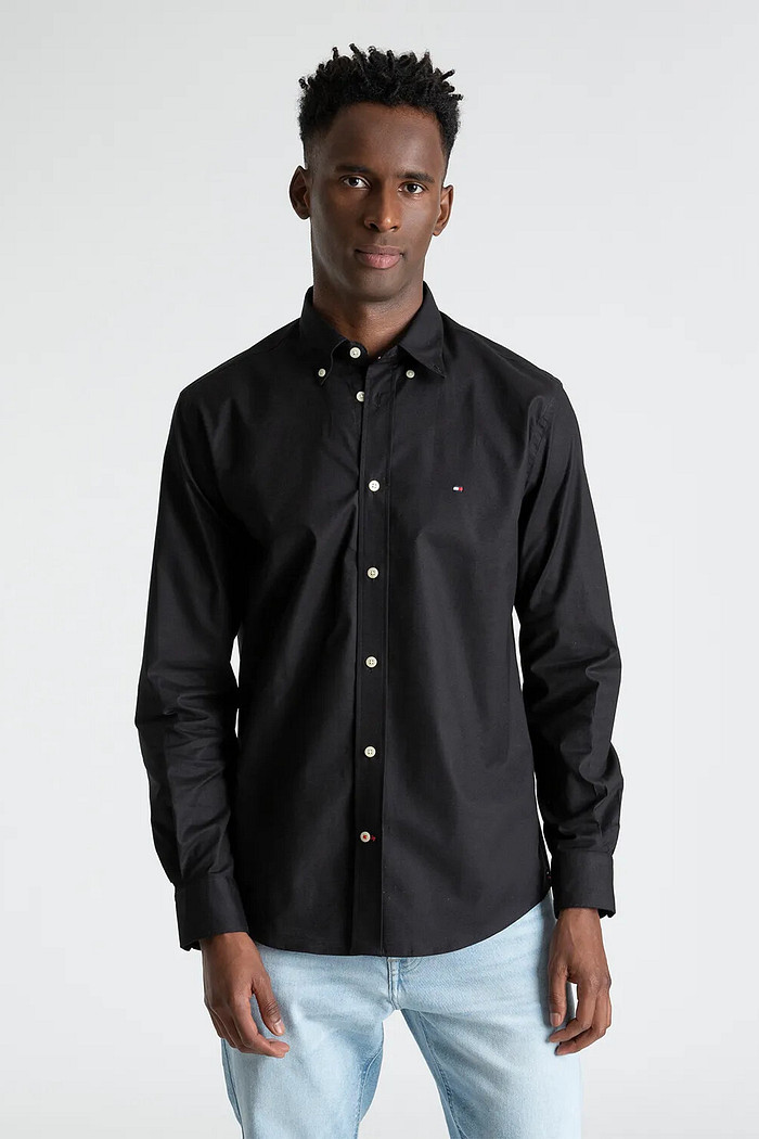 Camisa Tommy Hilfiger Masculina Regular Fit Cotton Oxford Preta