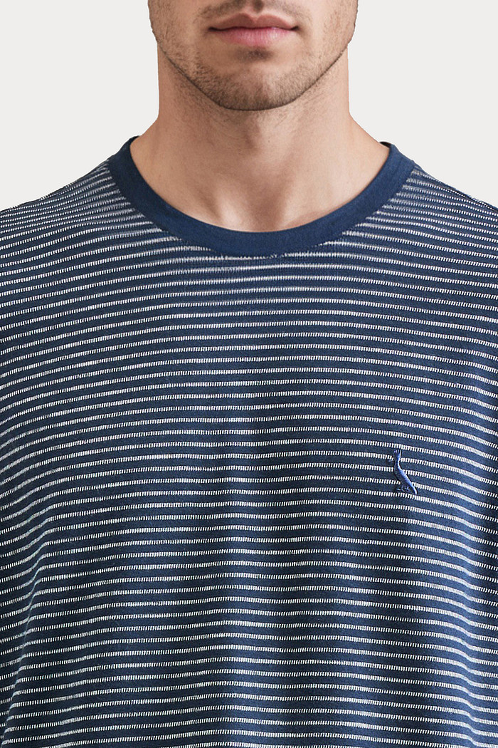 Camiseta Reserva Regular Listrado Gelato Azul Marinho