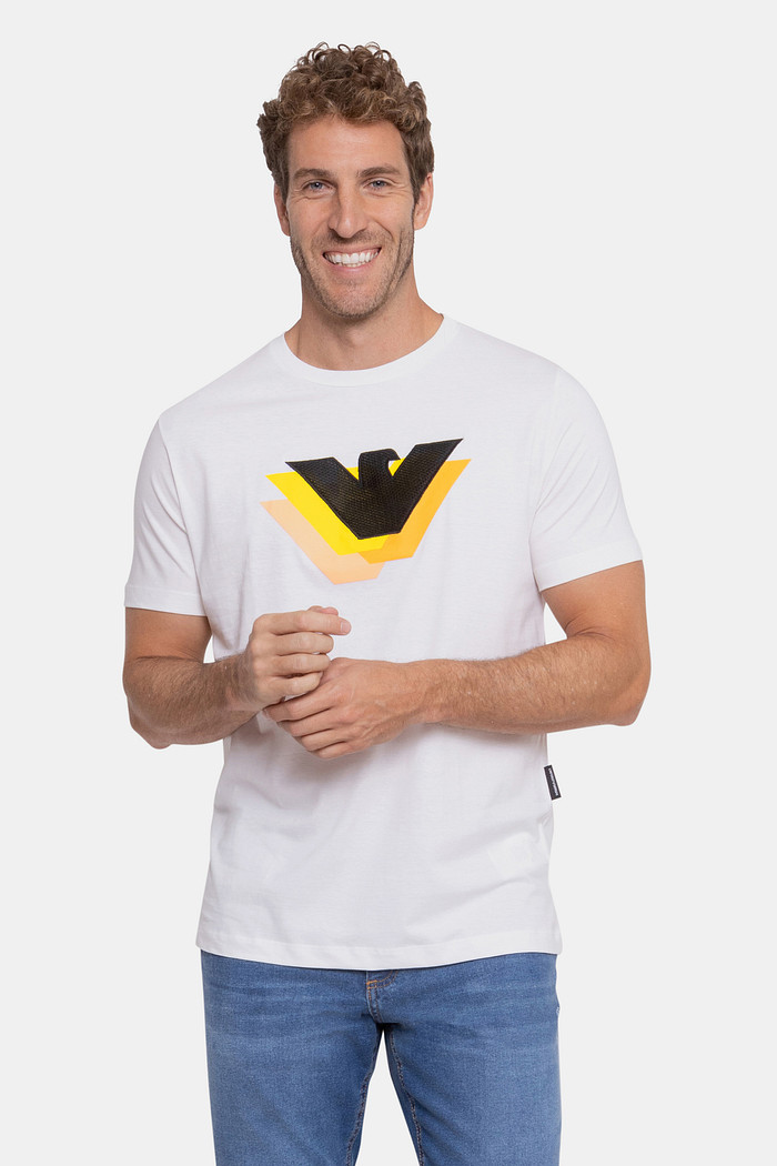 Camiseta Emporio Armani Aguia Waffle Branca