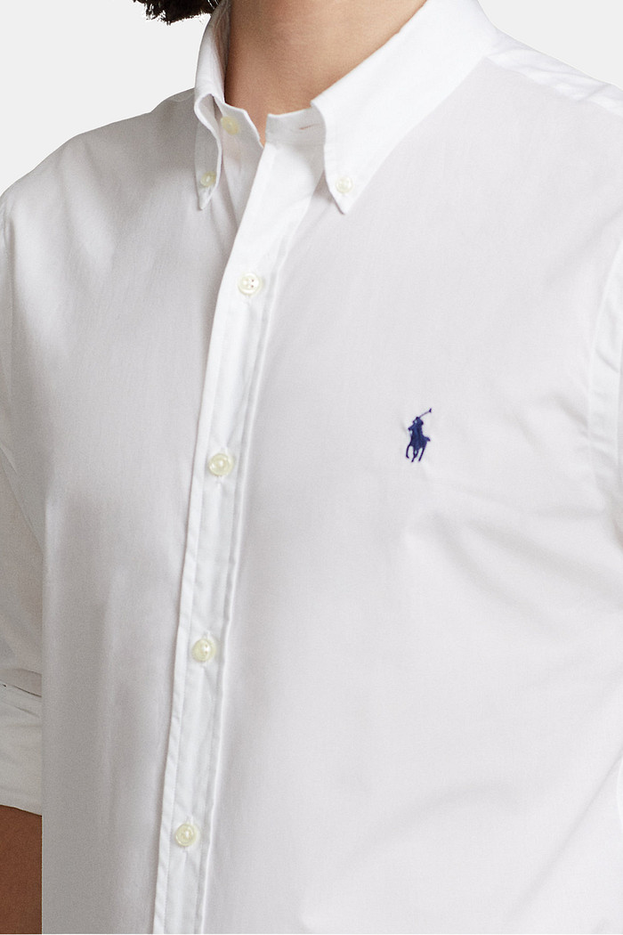 Camisa Ralph Lauren Custom Fit Sarja Navy Icon Branca