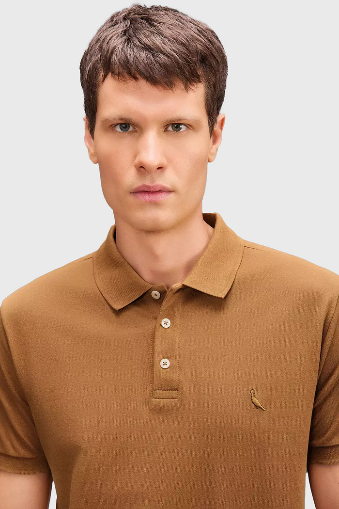 Camisa Polo Reserva Piquet Clássica Marrom Ocre