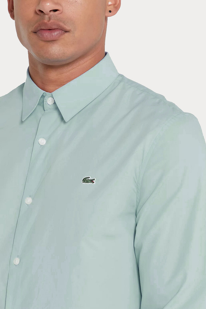 Camisa Lacoste Regular Fit Logo Classic Oxford Verde Claro