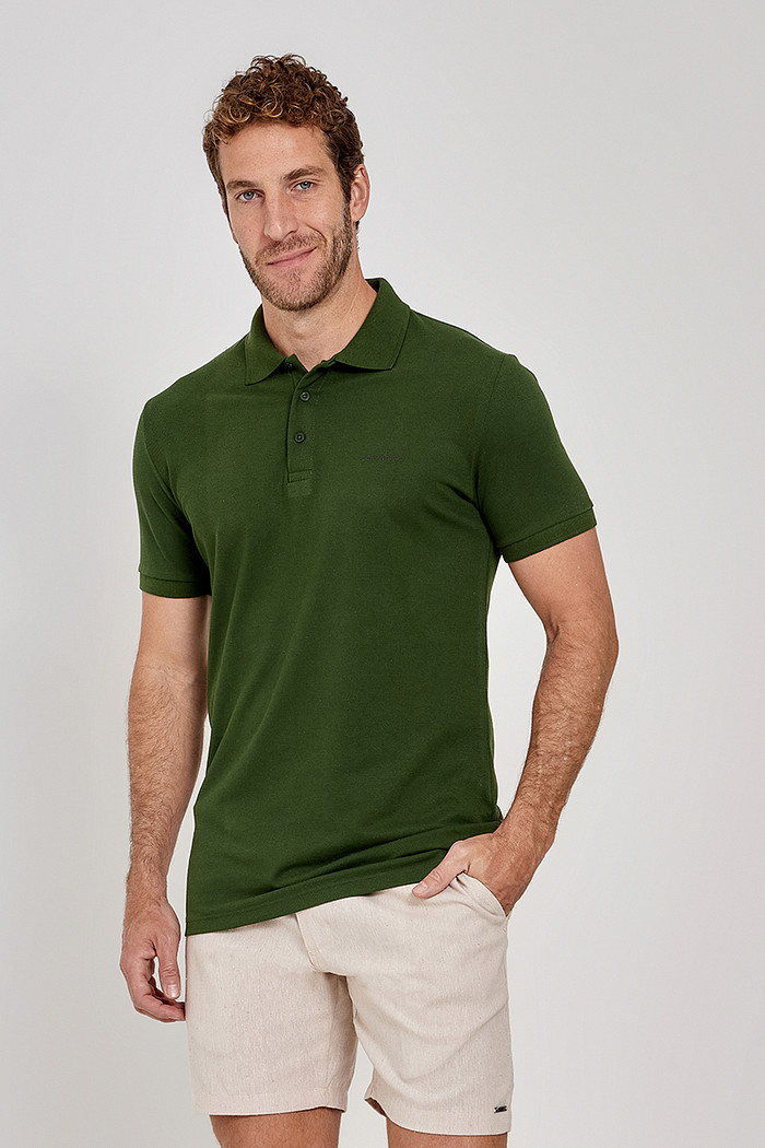 Camisa Polo Calvin Klein Jeans Masculina Slim Fit Verde Musgo
