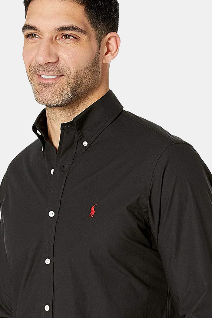 Camisa Ralph Lauren Custom Fit Red Icon Oxford Preta
