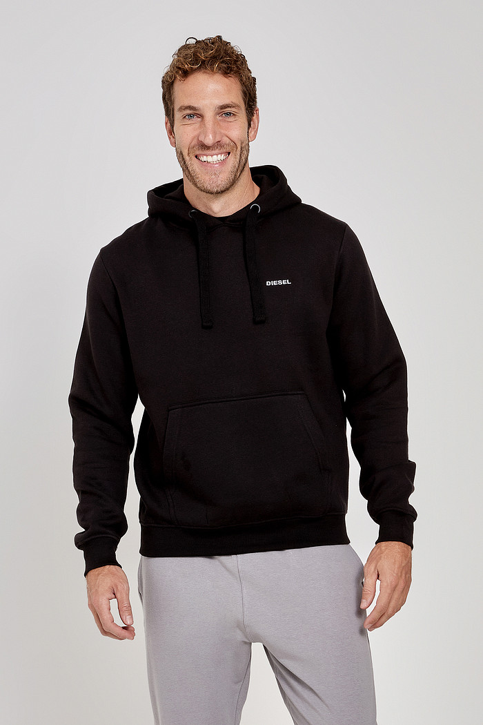 Blusa Moletom Diesel Masculina Hood Embroidery Preta Frente