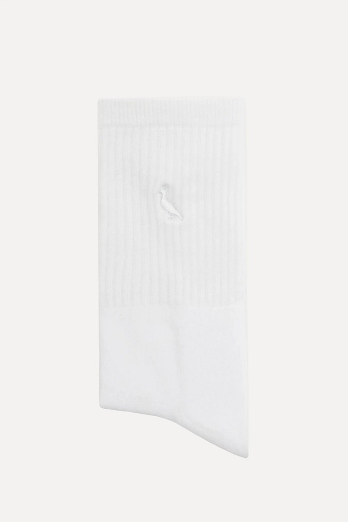 Meia Reserva Everyday Pica-Pau Bordado Cano Alto Branca