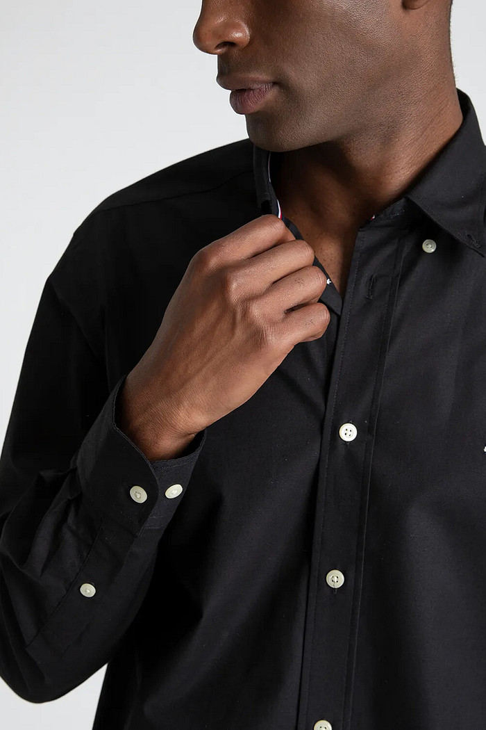 Camisa Tommy Hilfiger Masculina Regular Fit Cotton Oxford Preta