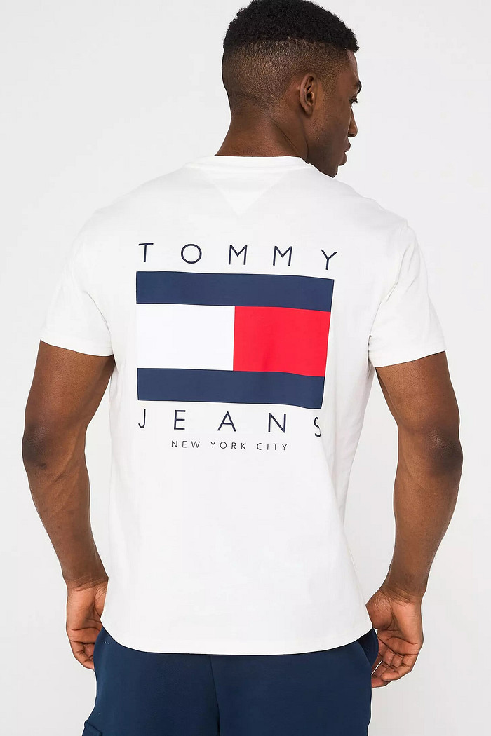 amiseta Tommy Jeans Regular Reg Flag Graph Bckprnt Off White