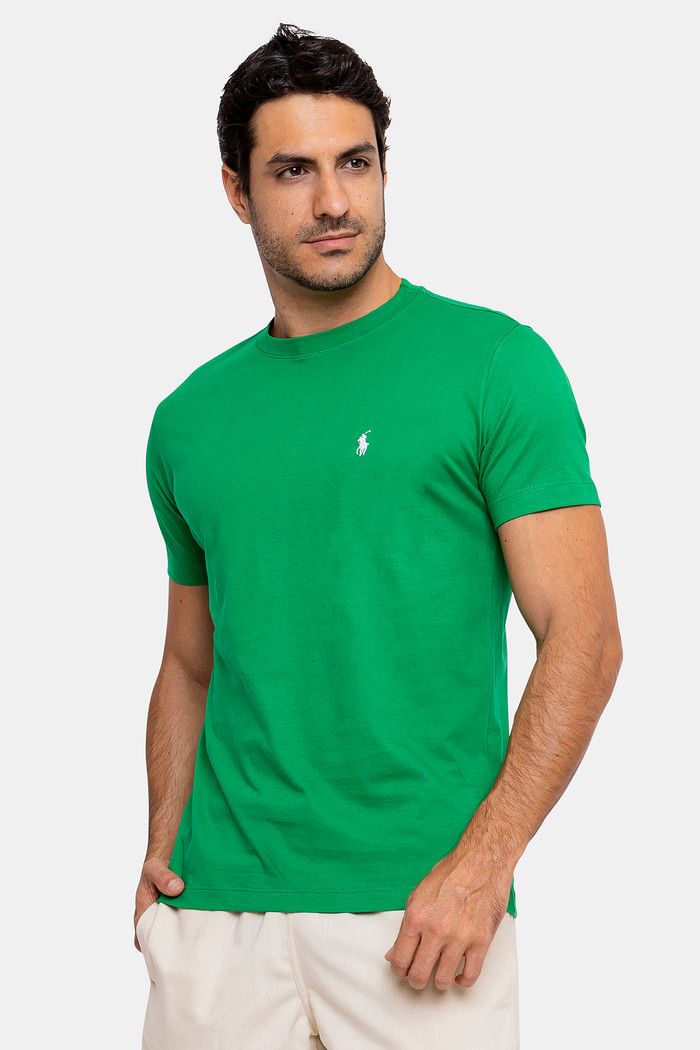 Camiseta Ralph Lauren Masculina Básica Icon White Custom Slim Fit Verde