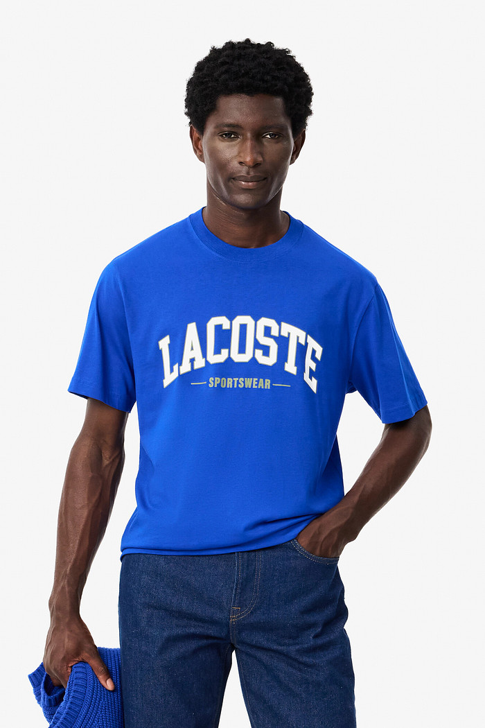 Camiseta Lacoste Classic Fit Sportswear Estampada Azul