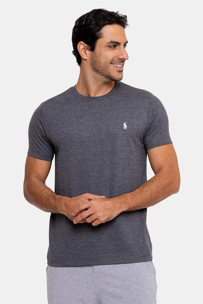 Camiseta Ralph Lauren Custom Slim Fit White Icon Cinza