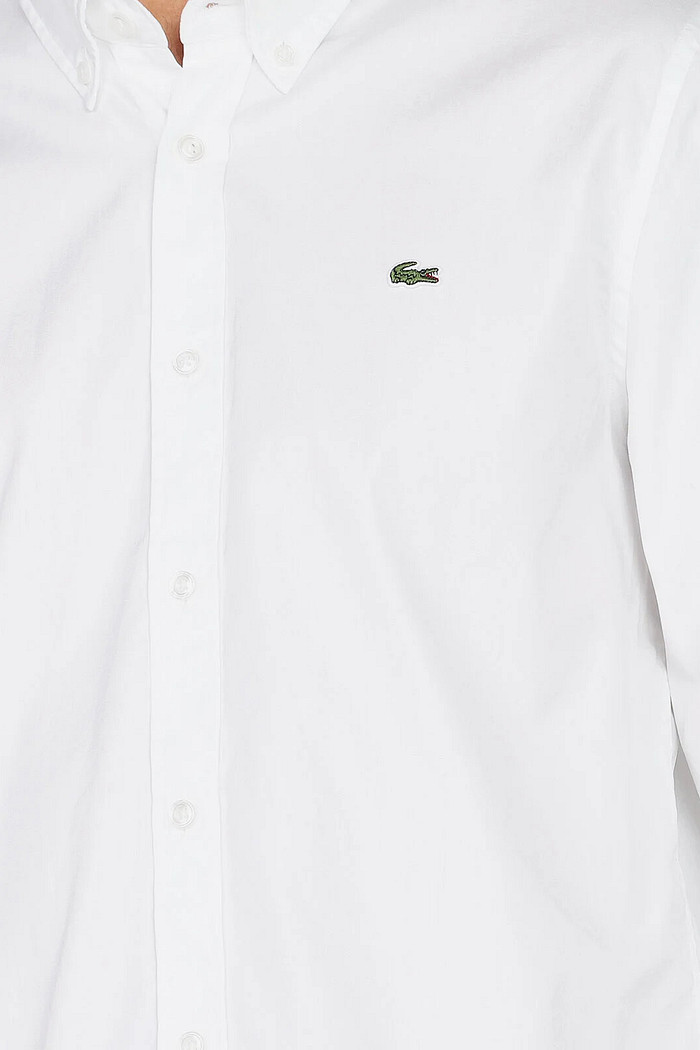 Camisa Lacoste Regular Fit Cotton Tricoline Branca